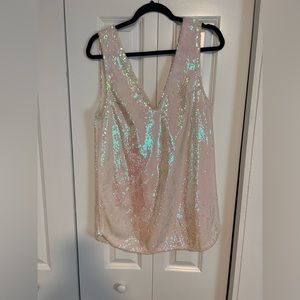 Free People Sparkle Mini Dress. One size fits all. White and pink sequin.
